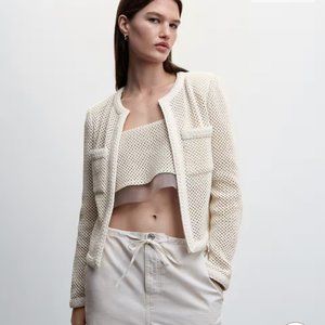 NWT MANGO Crochet Openwork Knit Jacket - M